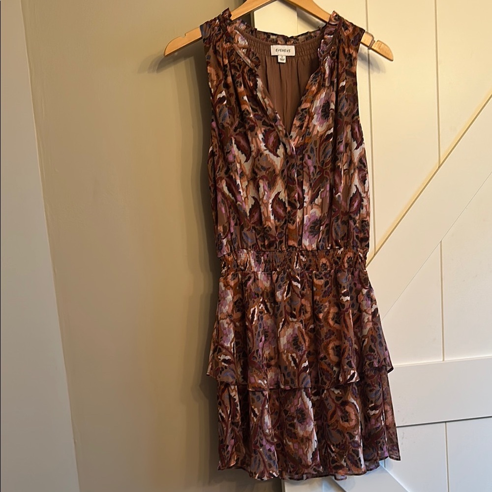 Evereve Brown and Cream V-Neck Sundress